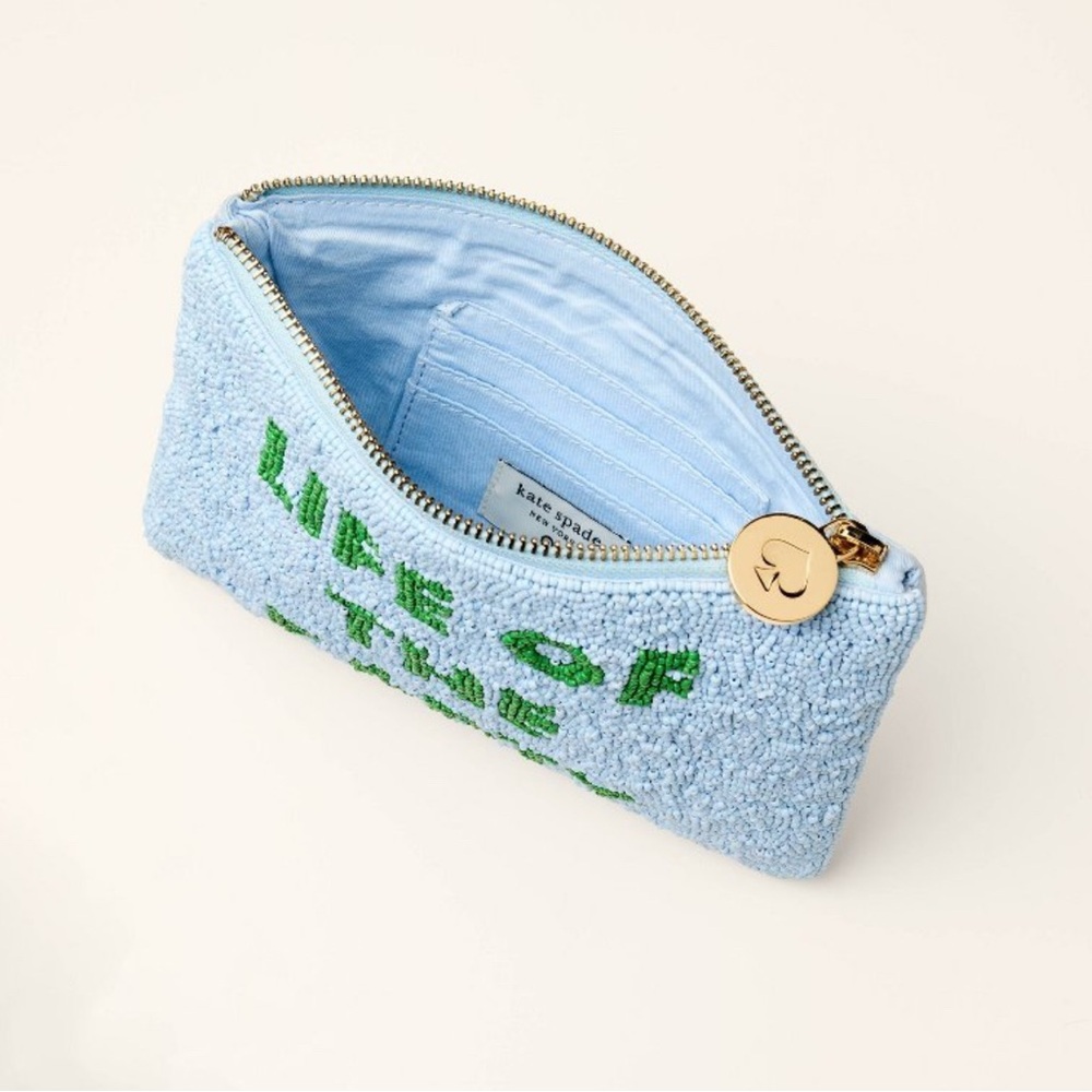 Kate Spade Blue and Green Festive Life of the Party Clutch - Picture 2 of 3